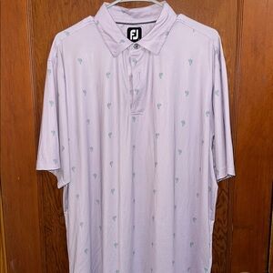 FootJoy Men's Light Gray Polo with Cactus Pattern